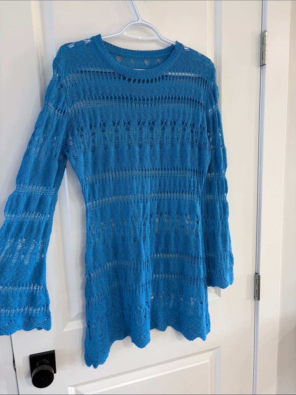 Source Unknown Bright Blue Open-Knit Scoop Neck Sweater